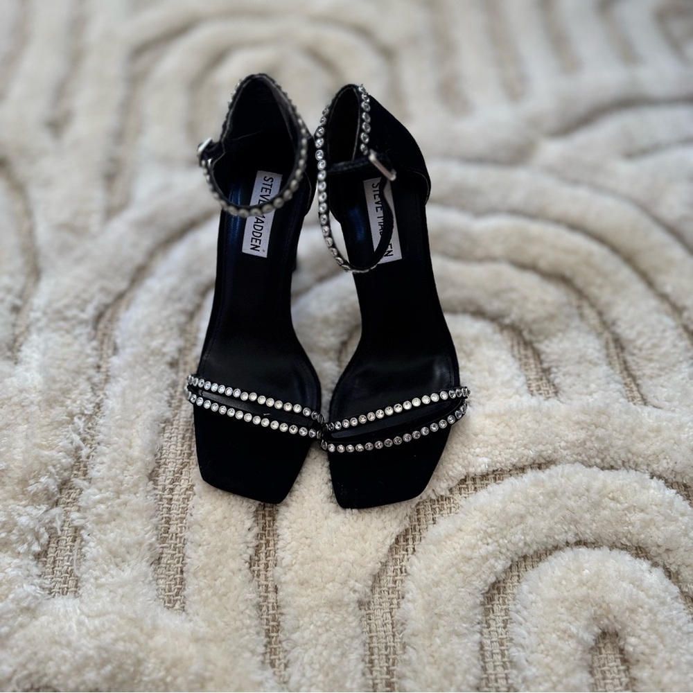 Steve Madden Black and Silver Embellished Heels